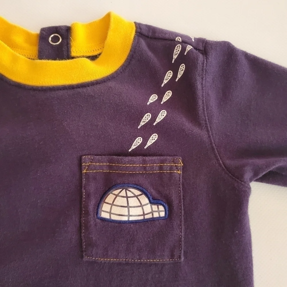 K1304 * Gymboree Boys Igloo Long Sleeve Tee Blue Yellow Size 6/12M